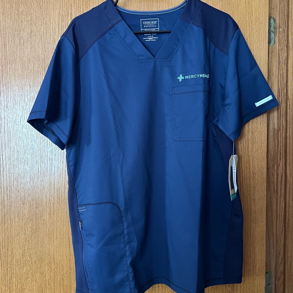 Mercy health navy scrub top, brand new with tags